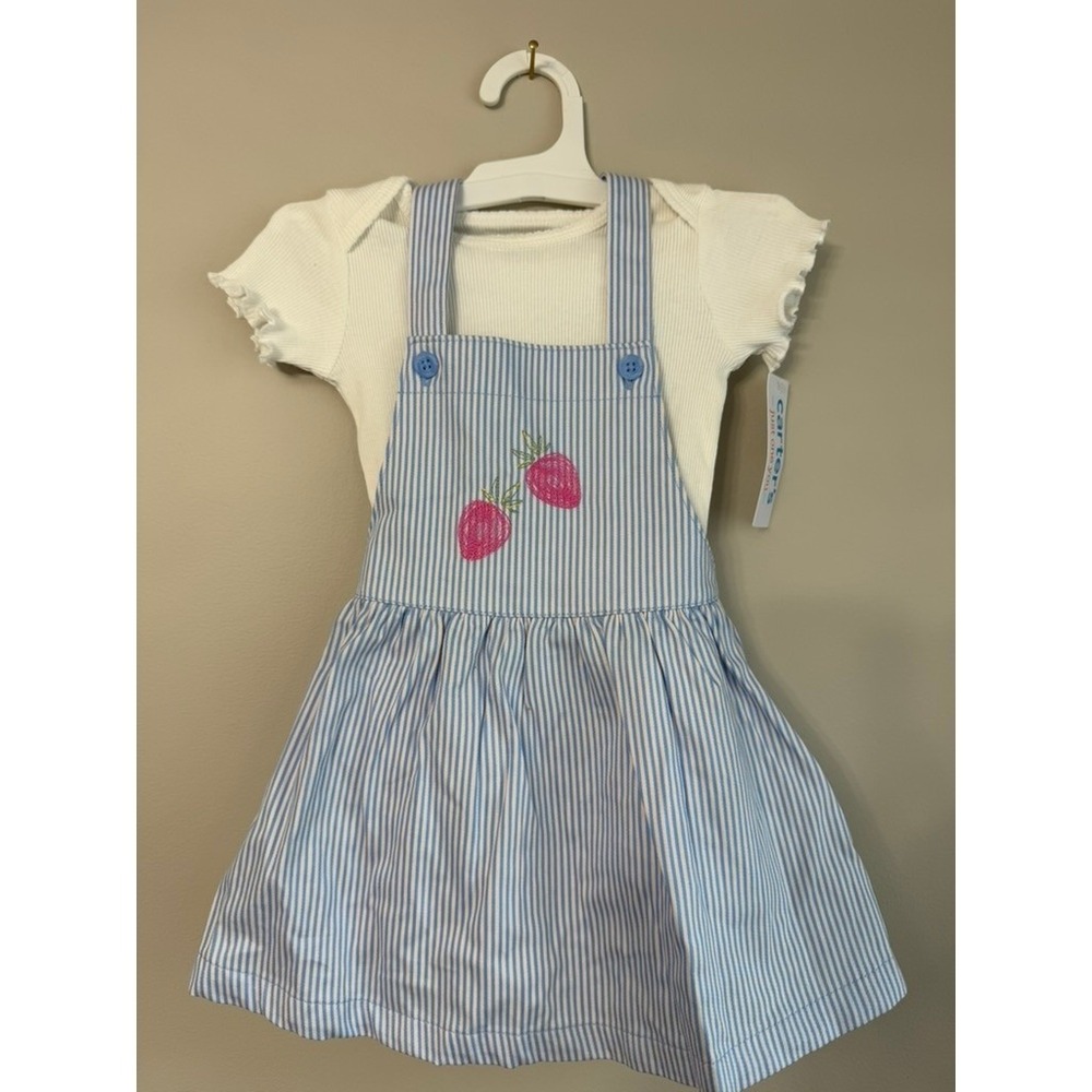 Carter Just One You Skirtall Dress Kids 18M Blue White Strawberry NWT